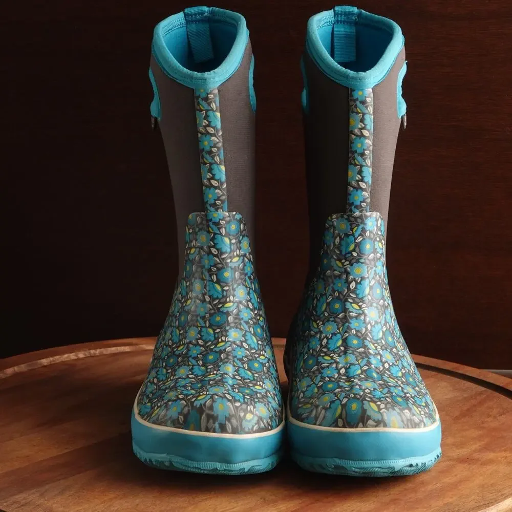 Bogs Boots Girls Size 5 Blue Sweet Pea Classic Owl Waterproof Chore Outdoor Read